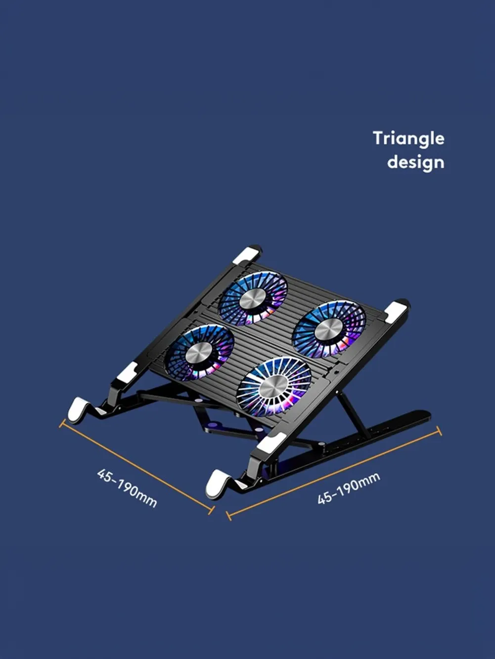 Foldable Alloy Laptop Stand with RGB Lights Silent 4-Fan Design for Portable Gaming Notebook 11-17.3 Inch