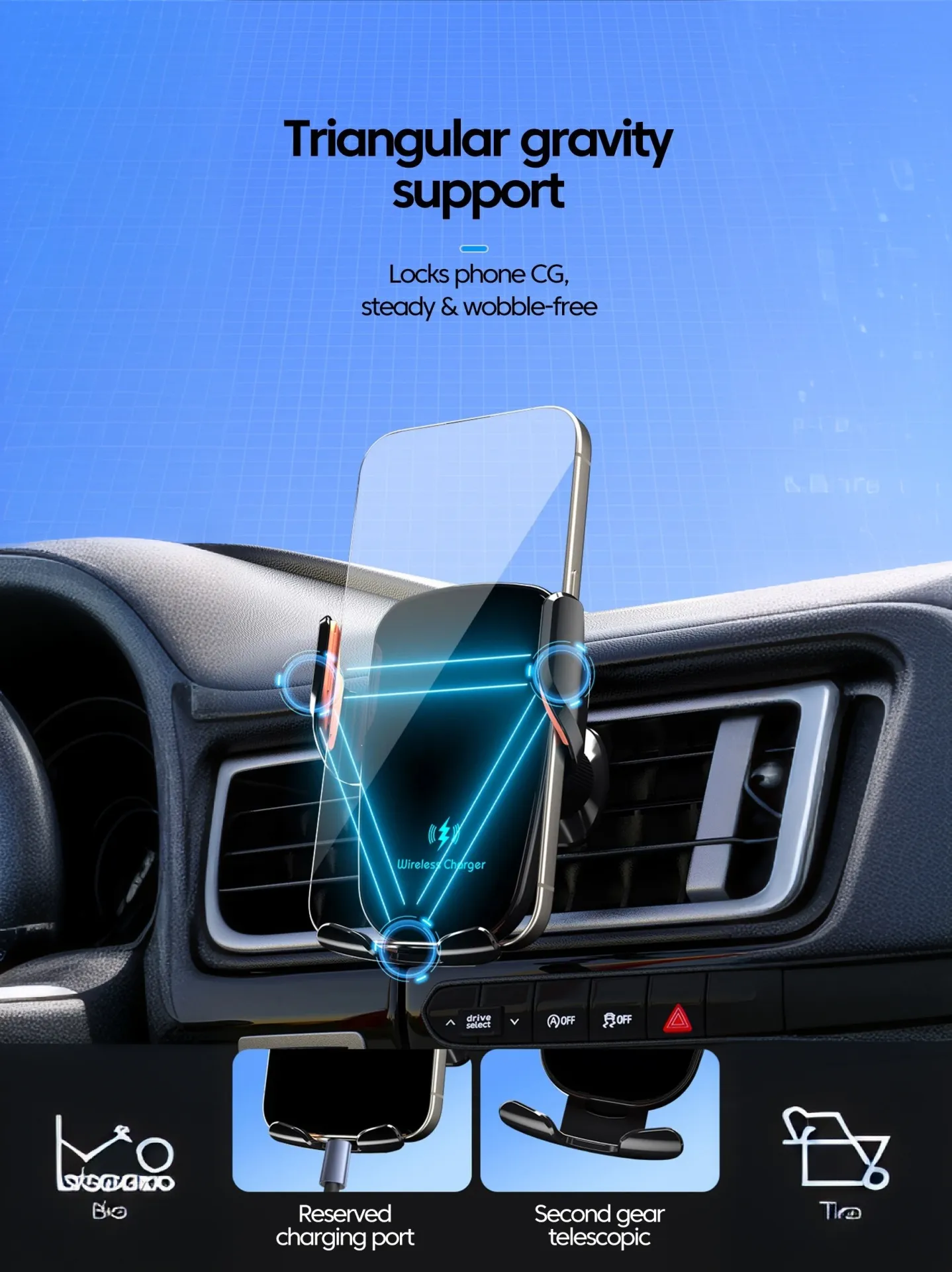 Universal Car Phone Holder Wireless Charging for iPhone 16 15 14 Pro Max for Samsung Fast Charger Magnetic Mount