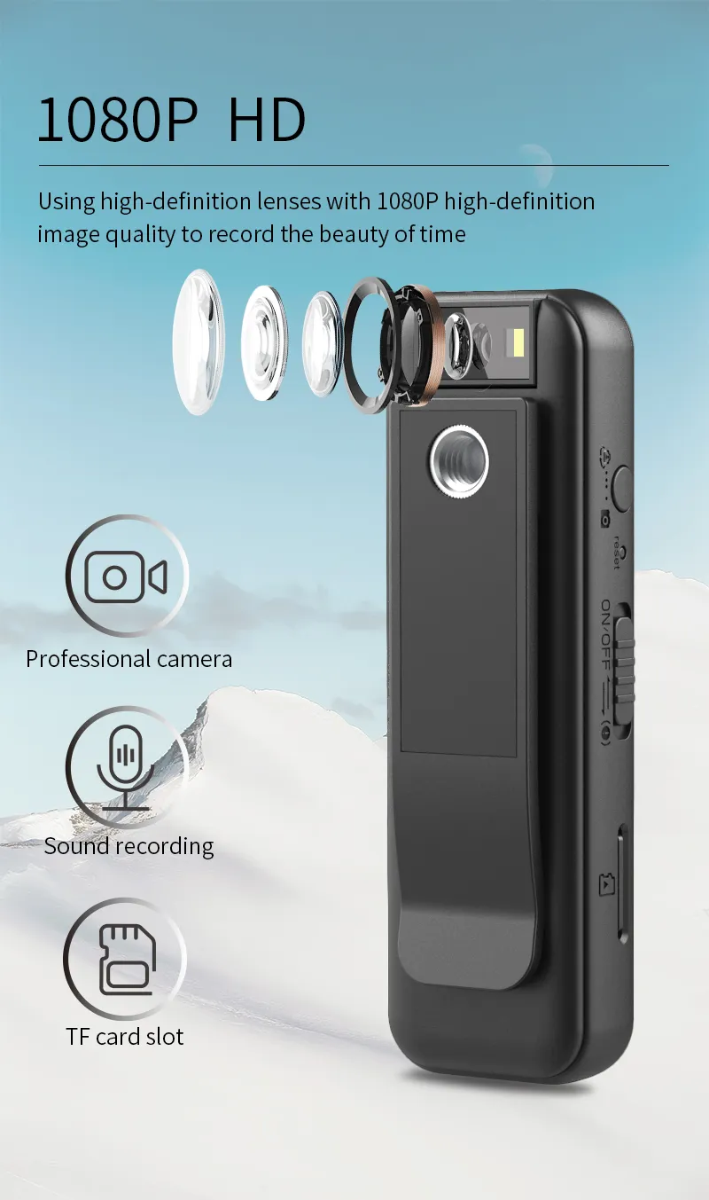 CS08 Camera with Screen Sports Digital Video Recorder HD 1080P Outdoor Bicycle Video Recorder Security Camera