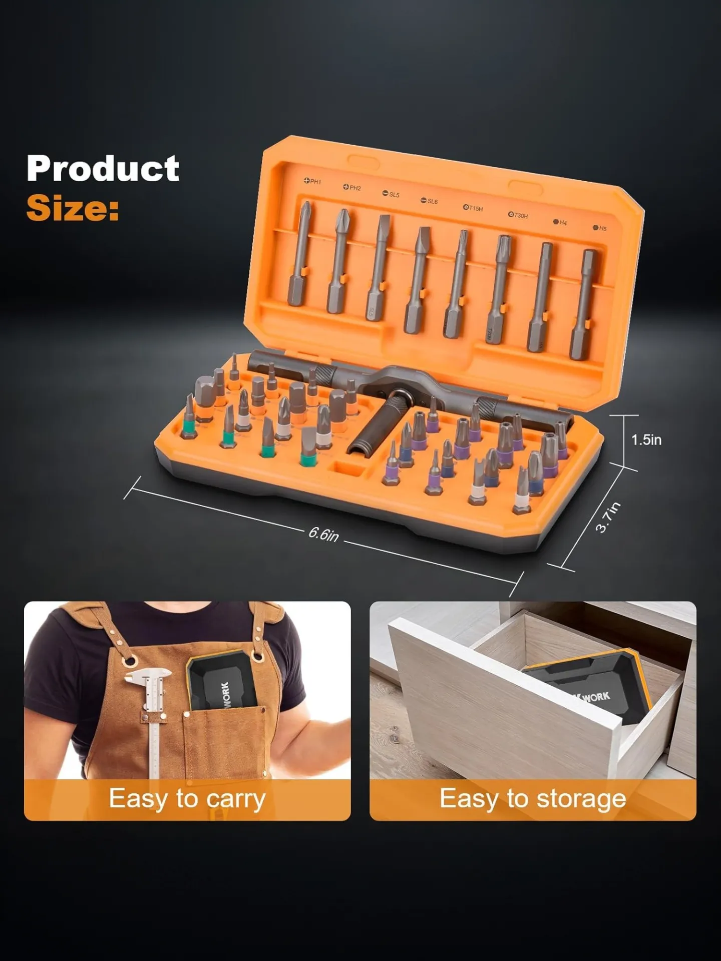 Versatile 42 Piece Magnetic Screwdriver Kit with Reliable Detachable Handle for Home Office Bike Repairs