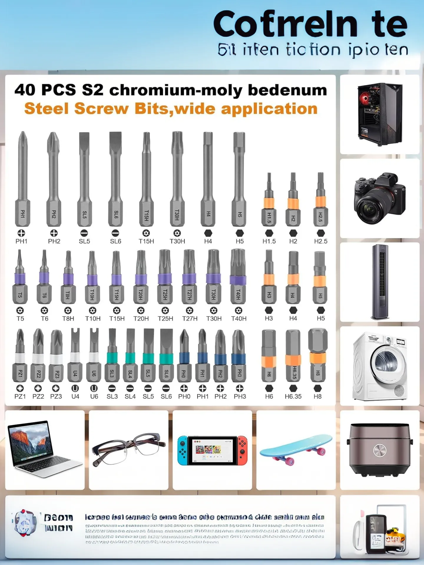 Versatile 42 Piece Magnetic Screwdriver Kit with Reliable Detachable Handle for Home Office Bike Repairs