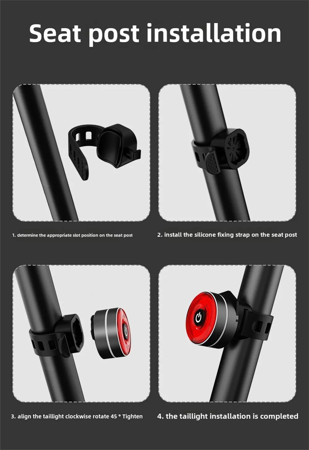 BIKIGHT Smart Brake Sensing Bike Taillight 4 Light Modes Type-C Rechargeable Waterproof Dustproof Bicycle Rear Light for MTB Road Night Riding Safety BIKIGHT Smart Brake Sensing Bike Taillight 4 Light Modes Type-C Rechargeable Waterproof Dustproof Bicycle Rear Light for MTB Road Night Riding Safety