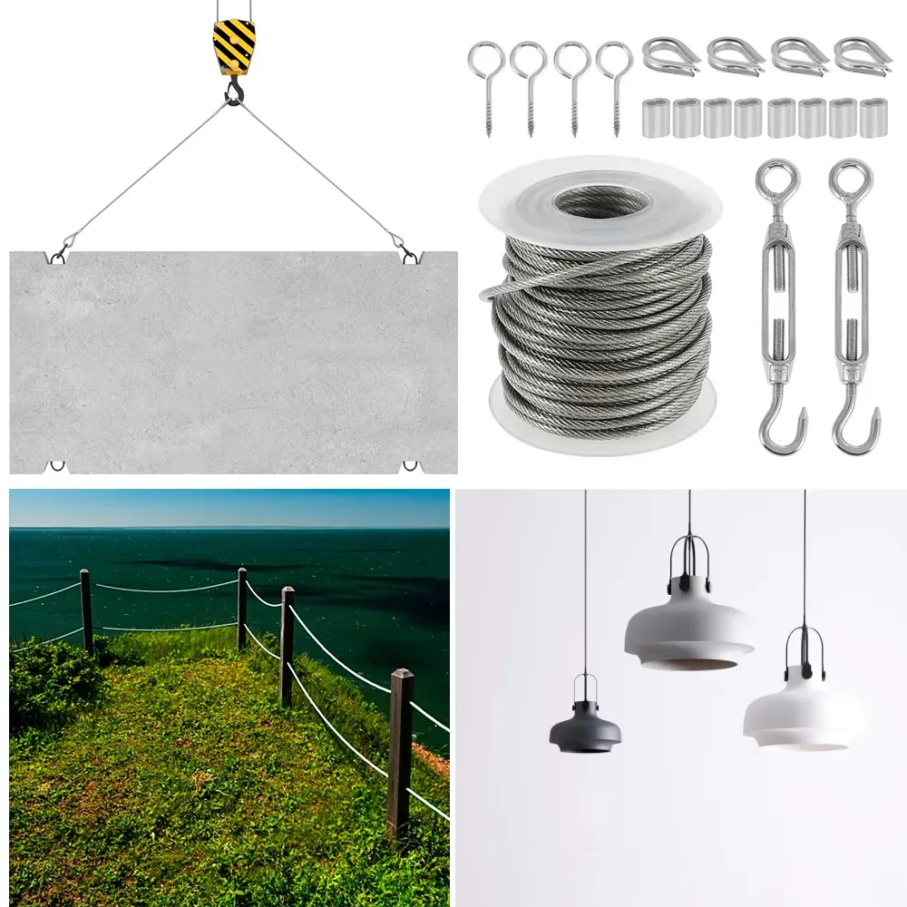 304 Stainless Steel PVC Coated Cable Railing Kit 30m Heavy Duty Garden Wire Rope Outdoor Deck Fence Balcony Railing Tent Clamp Thimble Turnbuckles 304 Stainless Steel PVC Coated Cable Railing Kit 30m Heavy Duty Garden Wire Rope Outdoor Deck Fence Balcony Railing Tent Clamp Thimble Turnbuckles