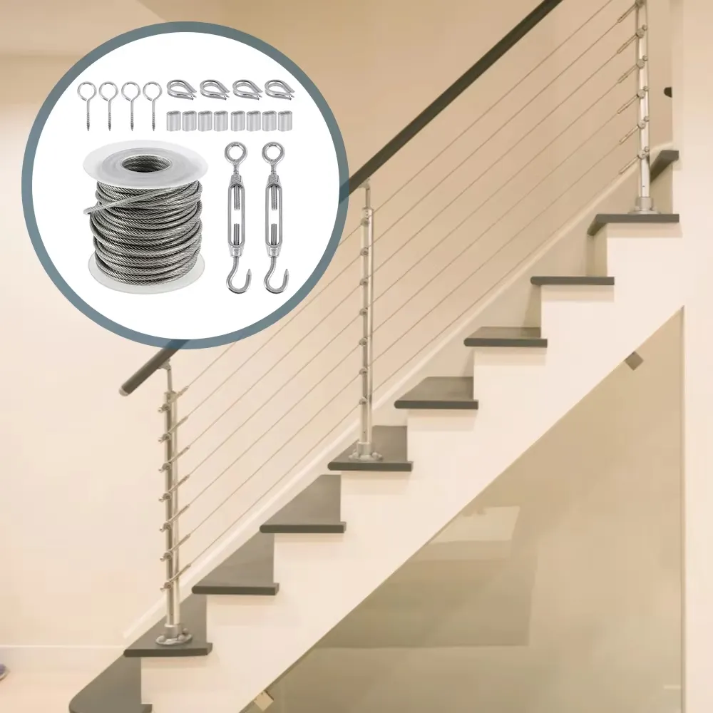 304 Stainless Steel PVC Coated Cable Railing Kit 30m Heavy Duty Garden Wire Rope Outdoor Deck Fence Balcony Railing Tent Clamp Thimble Turnbuckles 304 Stainless Steel PVC Coated Cable Railing Kit 30m Heavy Duty Garden Wire Rope Outdoor Deck Fence Balcony Railing Tent Clamp Thimble Turnbuckles