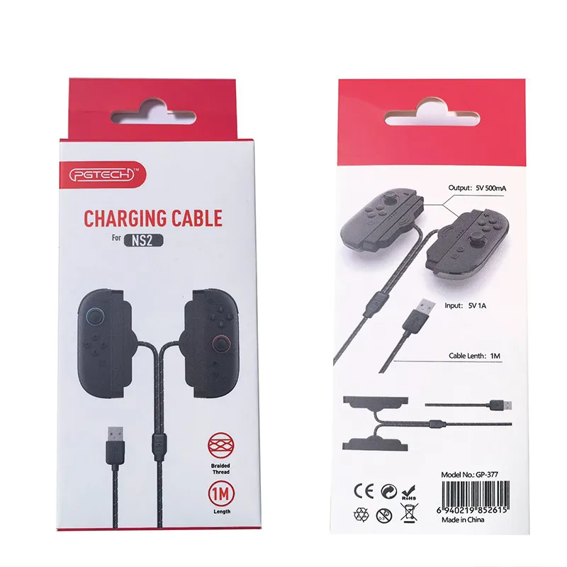 GP-377 Switch2 Left and Right Handles Charging Cable 2-in-1 Switch Joy-con Handles Braided Cable
