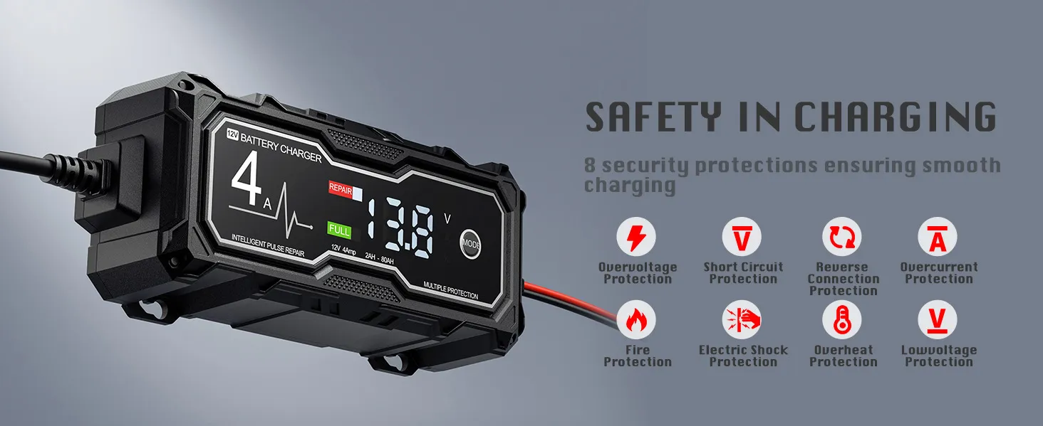 Corebox 12V 4A Intelligent Repair Charger Start-Stop Motorcycle Protector Battery Charger for Lead-acid Battery Corebox 12V 4A Intelligent Repair Charger Start-Stop Motorcycle Protector Battery Charger for Lead-acid Battery