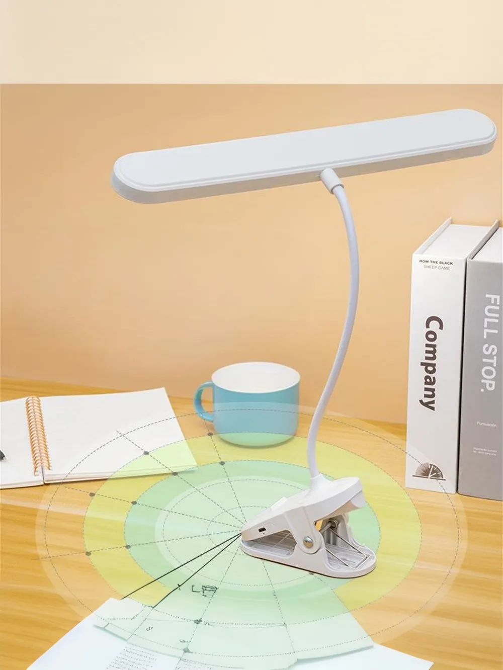 LED Clip-On Desk Lamp 4000mAh Battery Rechargeable 3 Color Temperatures Dimmable Flexible Gooseneck USB Powered