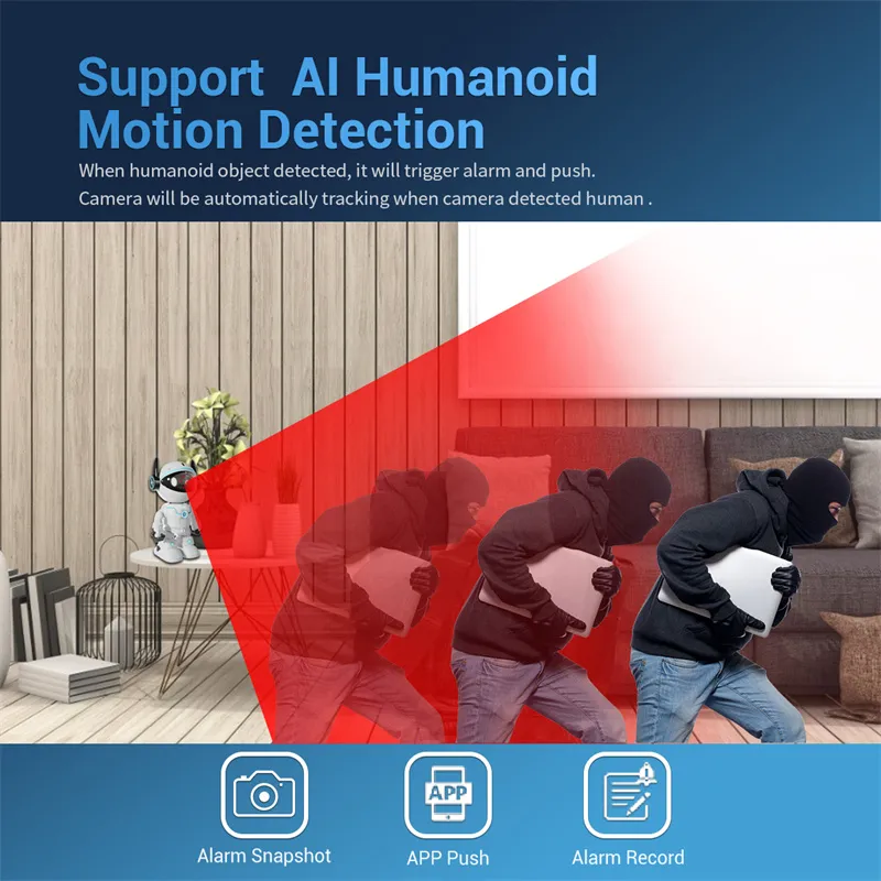 ESCAM PT205 5G Dual Wifi Smart Robot Wireless PTZ AI Automatic Tracking Motion Detection Camera Two-way Audio Night vision Hieasy APP