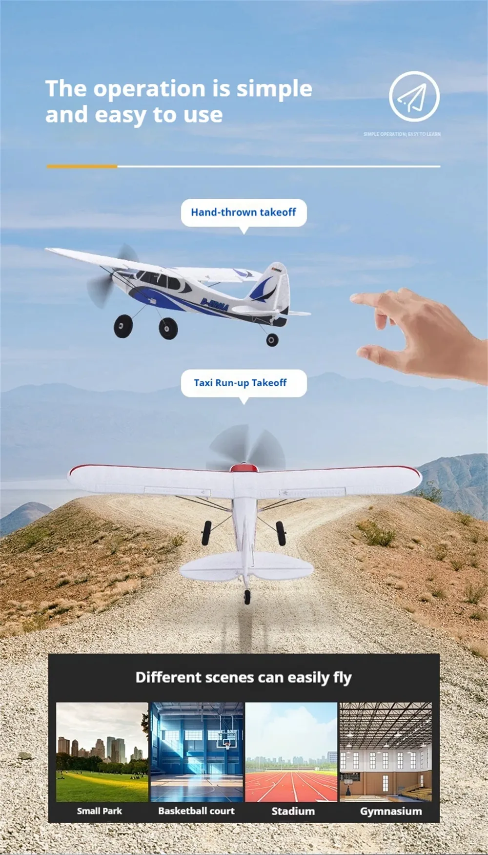 FMS PA-18 500mm Wingspan 2.4GHz 4CH Built-in Gyro EPP RC Airplane Fixed Wing RTF for Beginners