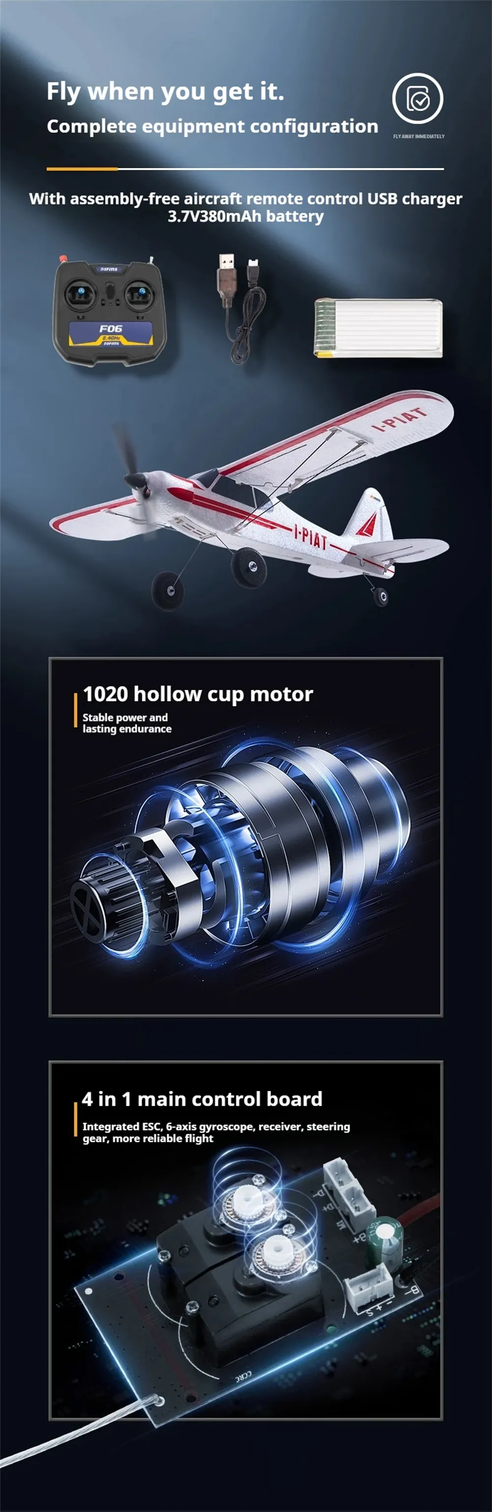 FMS PA-18 500mm Wingspan 2.4GHz 4CH Built-in Gyro EPP RC Airplane Fixed Wing RTF for Beginners
