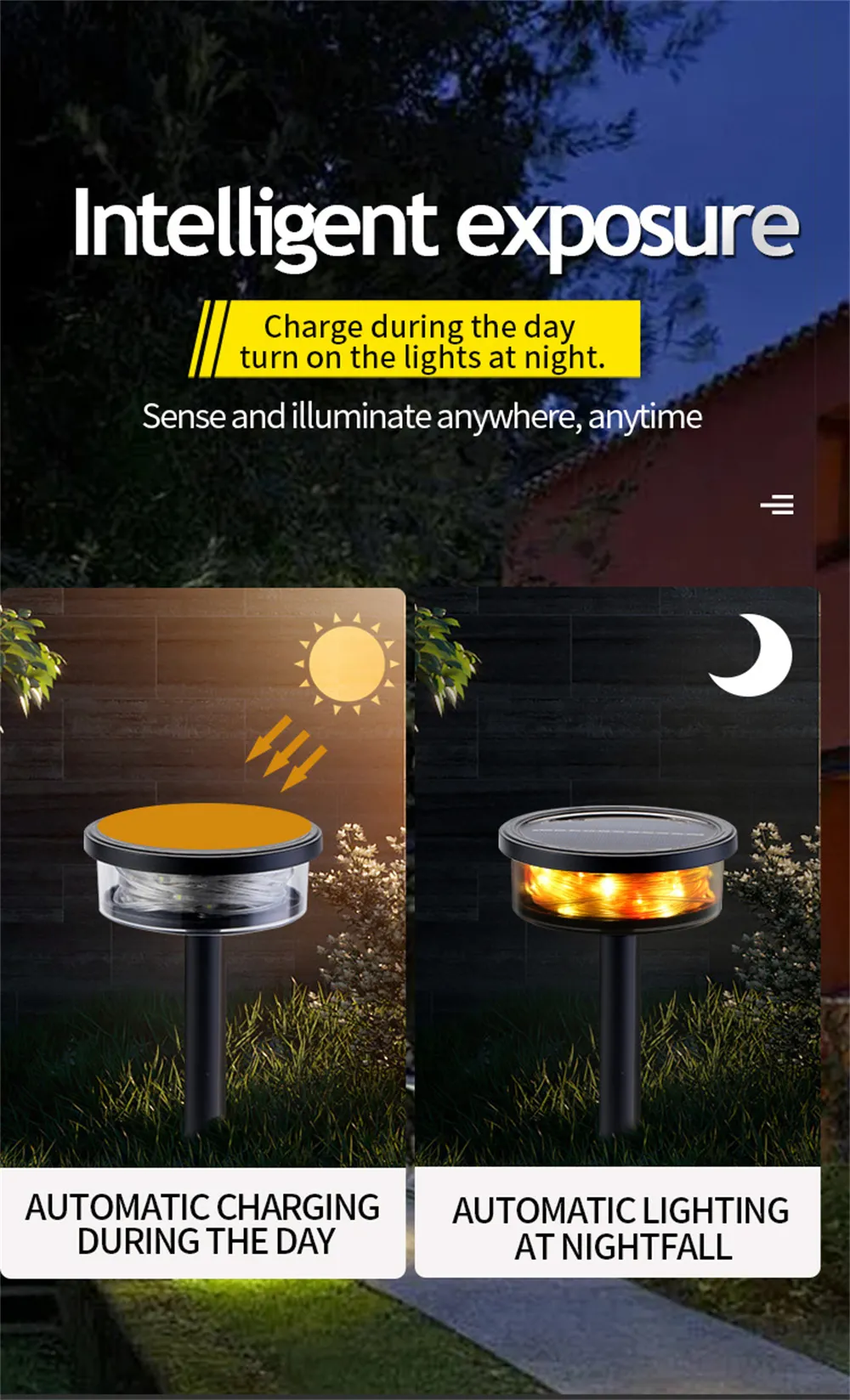 Elfeland LED Solar Lawn Lights with Built-in 8m LED Light String Waterproof Outdoor Pathway Patio Backyard Villa Garden Decoration Light Elfeland LED Solar Lawn Lights with Built-in 8m LED Light String Waterproof Outdoor Pathway Patio Backyard Villa Garden Decoration Light