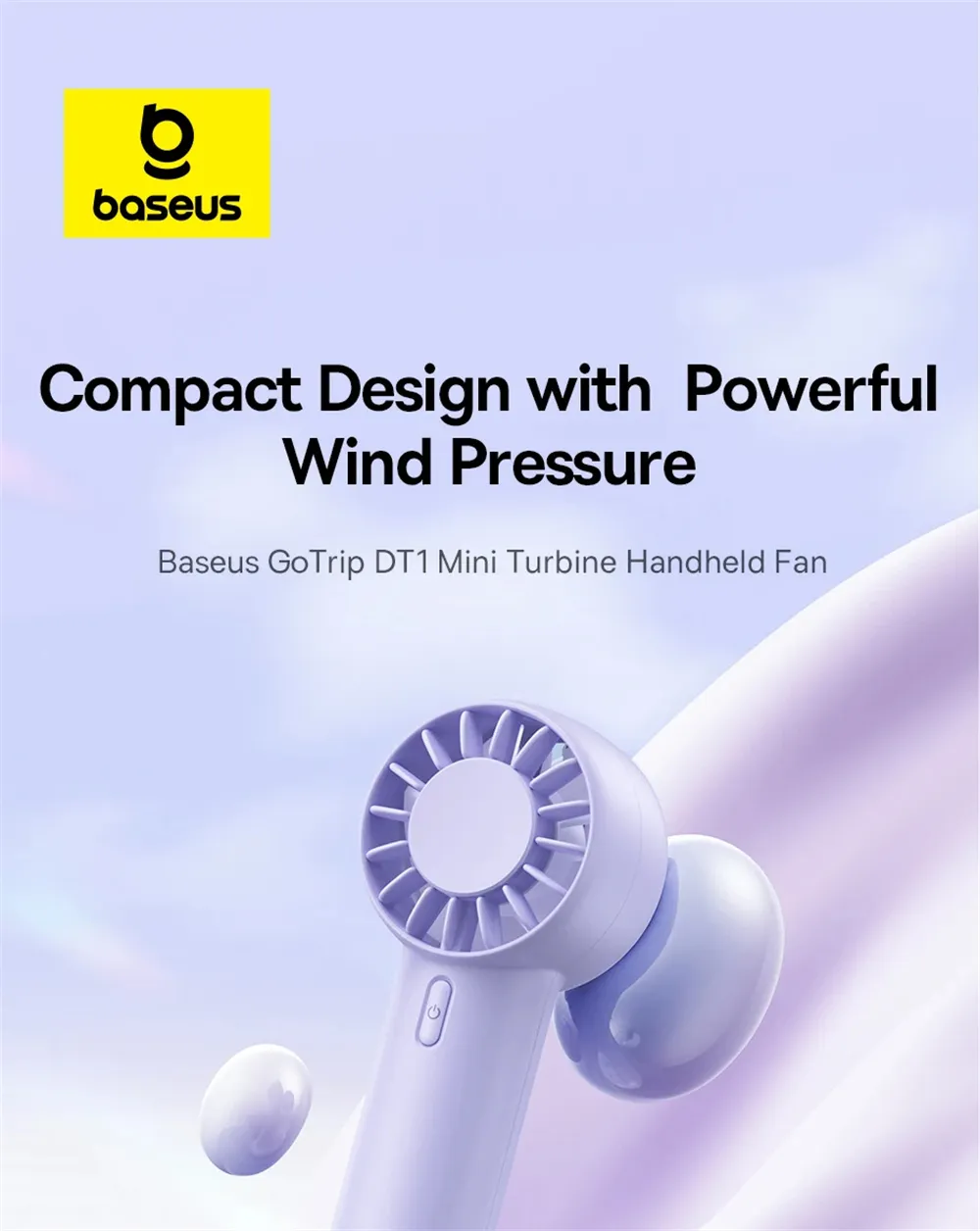 Baseus GoTrip DT1 Mini Turbine Handheld Fan 3 Speed Adjustable Portable Fan 1200mAh Rechargeable Fan for Desktop Outdoor Camping Baseus GoTrip DT1 Mini Turbine Handheld Fan 3 Speed Adjustable Portable Fan 1200mAh Rechargeable Fan for Desktop Outdoor Camping
