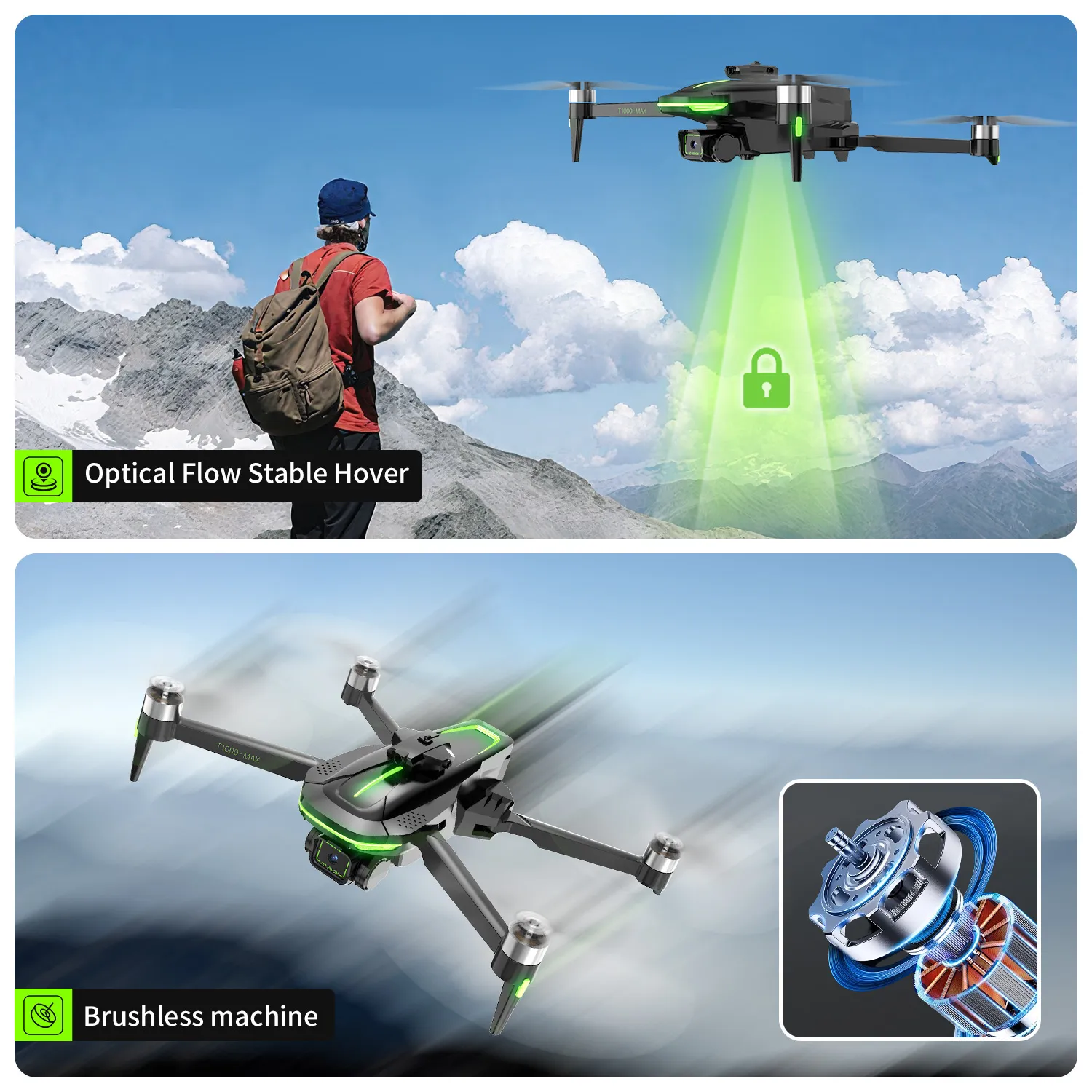 T1000 GPS 5G WiFi FPV with 1080P HD Dual Camera Servo Gimbal Optical Flow Positioning Brushless Foldable RC Drone Quadcopter RTF T1000 GPS 5G WiFi FPV with 1080P HD Dual Camera Servo Gimbal Optical Flow Positioning Brushless Foldable RC Drone Quadcopter RTF