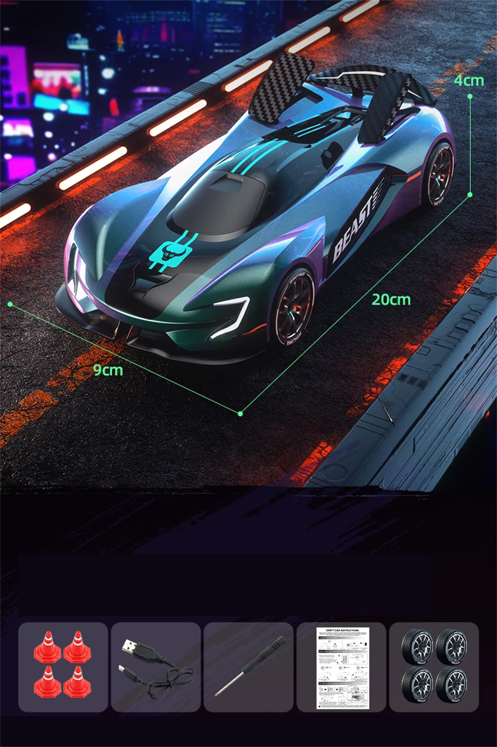 ZLL SG208 PRO RTR 1/24 2.4G 4WD Drift RC Car Haute Vitesse Rotation 360° Musique Cascade Lumière LED Sur Route Véhicules De Course Modèles Jouets