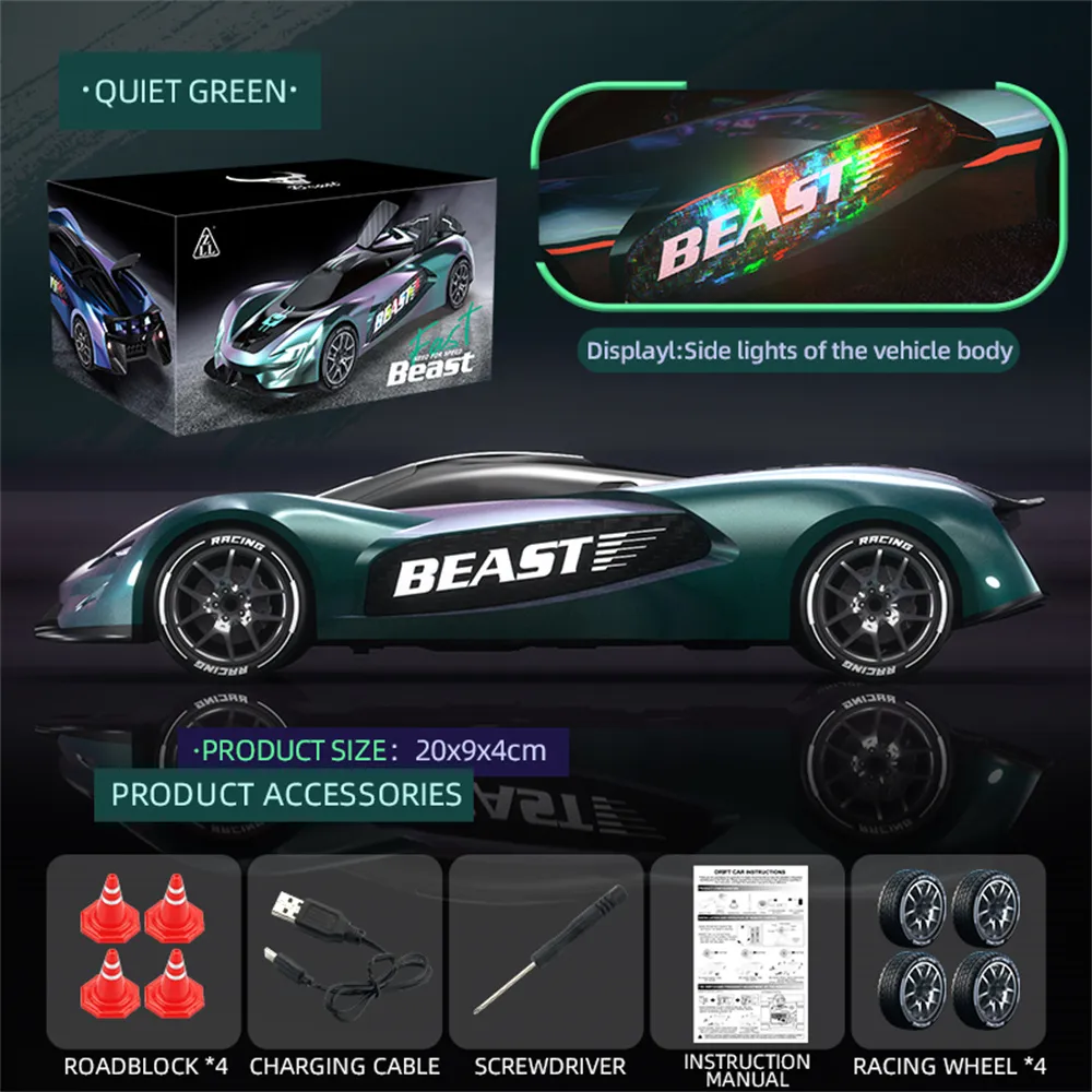 ZLL SG208 PRO RTR 1/24 2.4G 4WD Drift RC Car Haute Vitesse Rotation 360° Musique Cascade Lumière LED Sur Route Véhicules De Course Modèles Jouets
