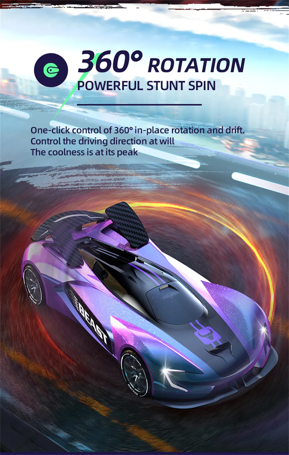 ZLL SG208 PRO RTR 1/24 2.4G 4WD Drift RC Car Haute Vitesse Rotation 360° Musique Cascade Lumière LED Sur Route Véhicules De Course Modèles Jouets