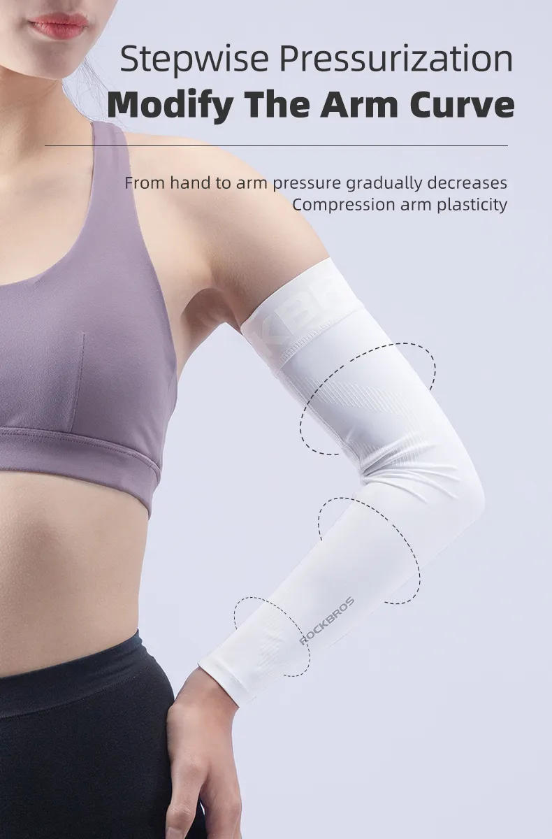 ROCKBROS Bike Arm Sleeve Breathable Quick Dry UPF50 UV Protection Cycling Sport Sleeve Ice Fabric Sunscreen Sports Wear Fitness Arm Sleeve