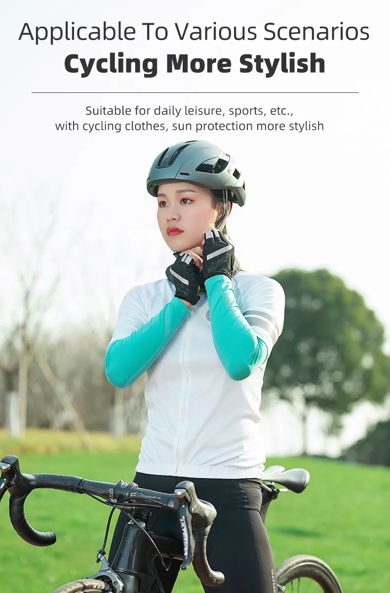 ROCKBROS Bike Arm Sleeve Breathable Quick Dry UPF50 UV Protection Cycling Sport Sleeve Ice Fabric Sunscreen Sports Wear Fitness Arm Sleeve