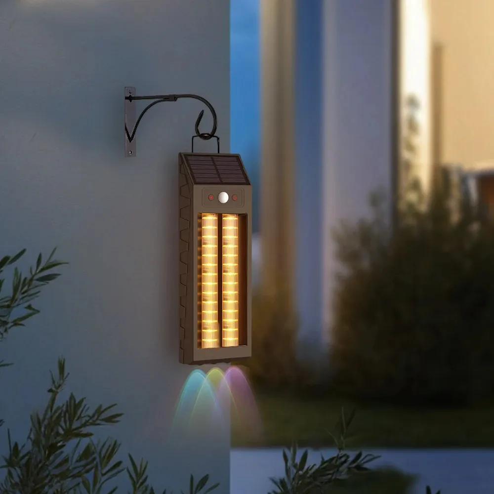 Elfeland LED Motion Sensor Solar Wall Light Waterproof Dual White & RGB Wash 400lm Front Door Decoration Solar Lamp