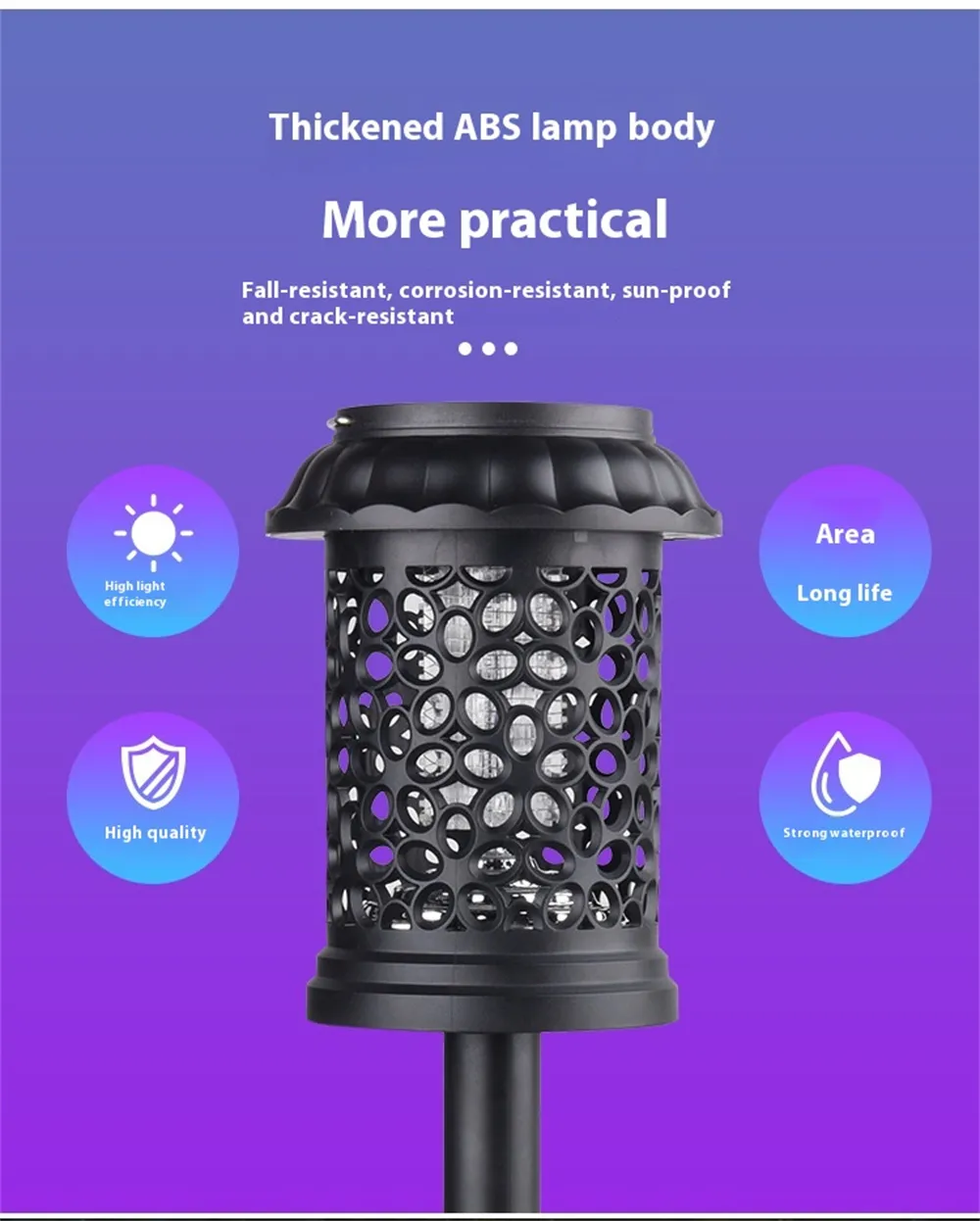 Elfeland Solar Powered Mosquito Killer Lamp Outdoor Waterproof Lawn Light Bug Zapper Mosquito Trap Garden Light 3 Mounting Methods