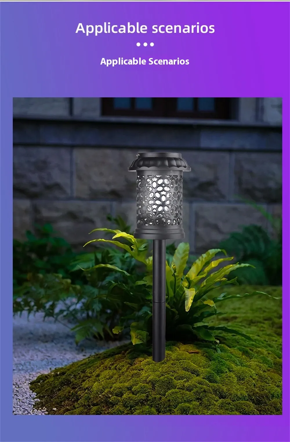 Elfeland Solar Powered Mosquito Killer Lamp Outdoor Waterproof Lawn Light Bug Zapper Mosquito Trap Garden Light 3 Mounting Methods