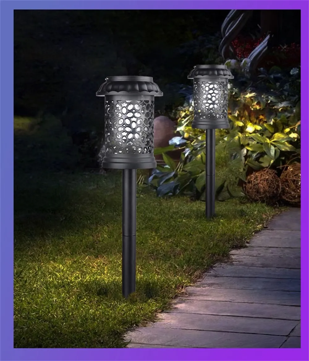 Elfeland Solar Powered Mosquito Killer Lamp Outdoor Waterproof Lawn Light Bug Zapper Mosquito Trap Garden Light 3 Mounting Methods