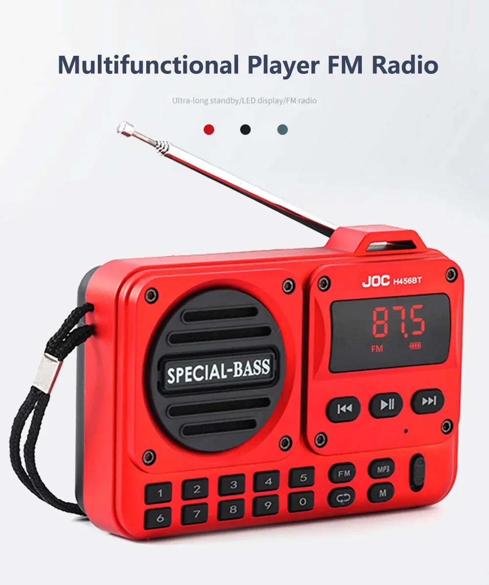 456BT Portable Radio FM Radio Rechargeable bluetooth Speakers Support Earphone USB TF Card MP3 Player Speaker Radios