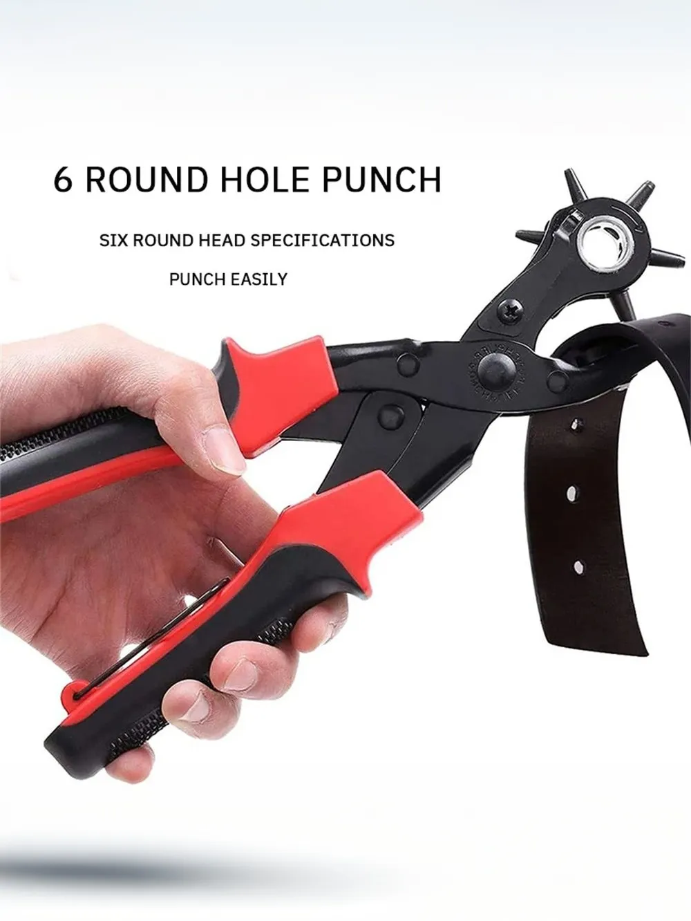 Versatile Belt Hole Punch Tool for Leather Plastic Paper and Cards with 6 Adjustable Sizes