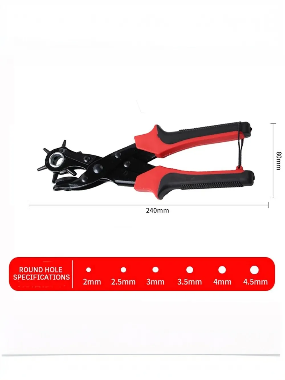 Versatile Belt Hole Punch Tool for Leather Plastic Paper and Cards with 6 Adjustable Sizes
