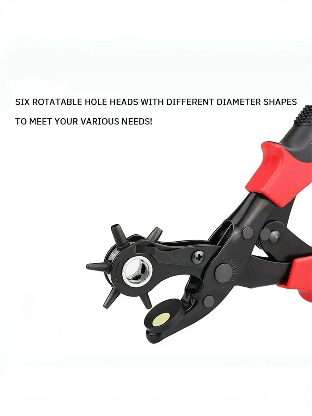 Versatile Belt Hole Punch Tool for Leather Plastic Paper and Cards with 6 Adjustable Sizes