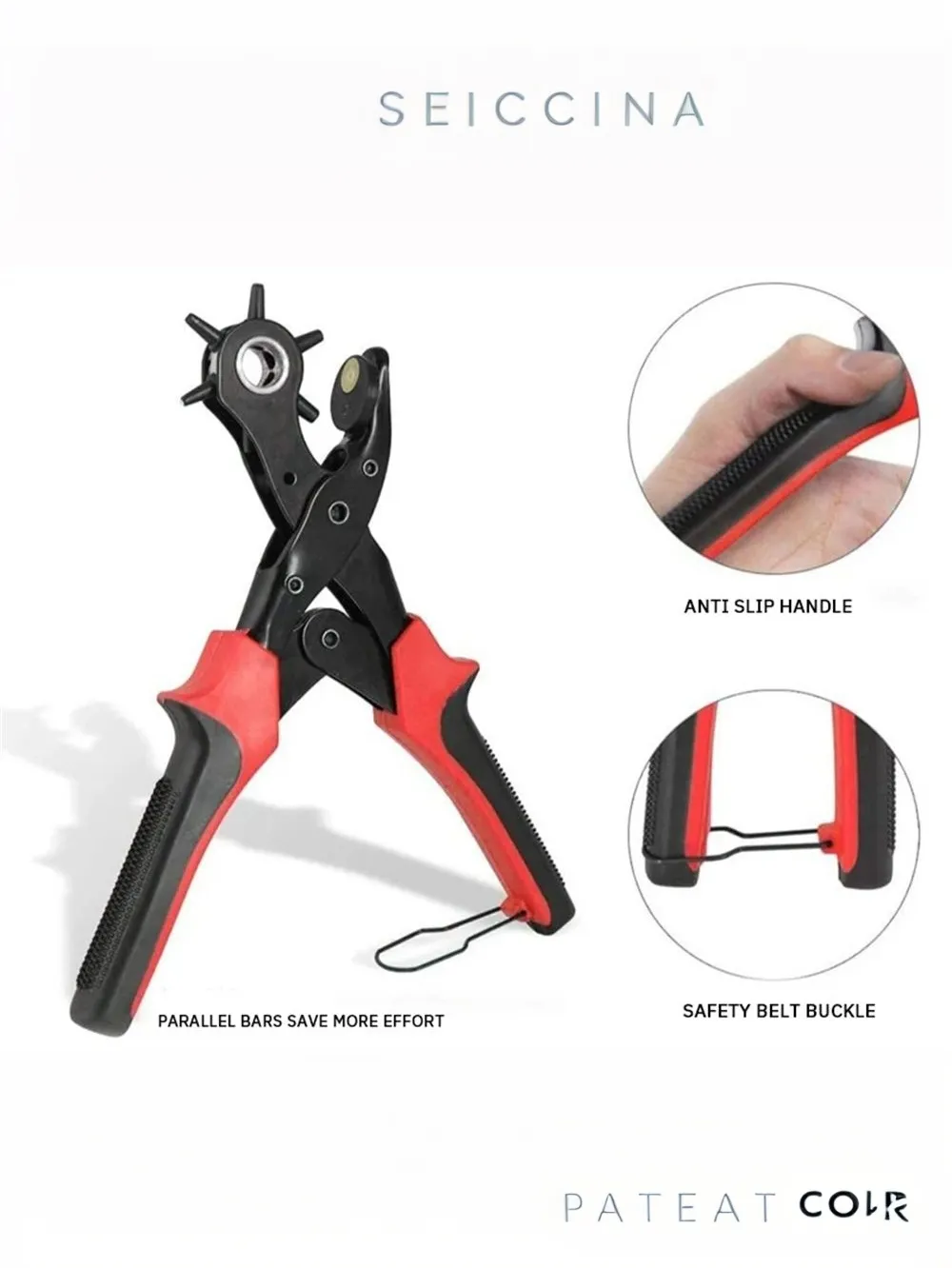 Versatile Belt Hole Punch Tool for Leather Plastic Paper and Cards with 6 Adjustable Sizes