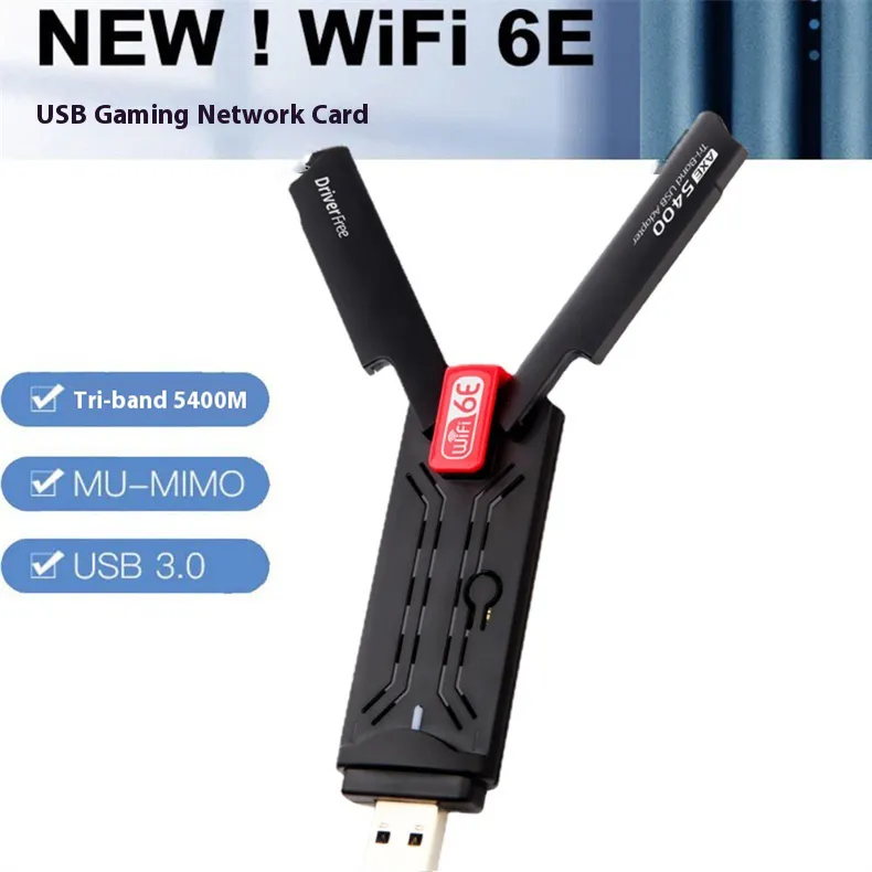 AXE5400 Tri-Band WiFi 6E Wireless USB Adapter High Speed Network Card USB 3.0 Plug and Play AXE5400 Tri-Band WiFi 6E Wireless USB Adapter High Speed Network Card USB 3.0 Plug and Play