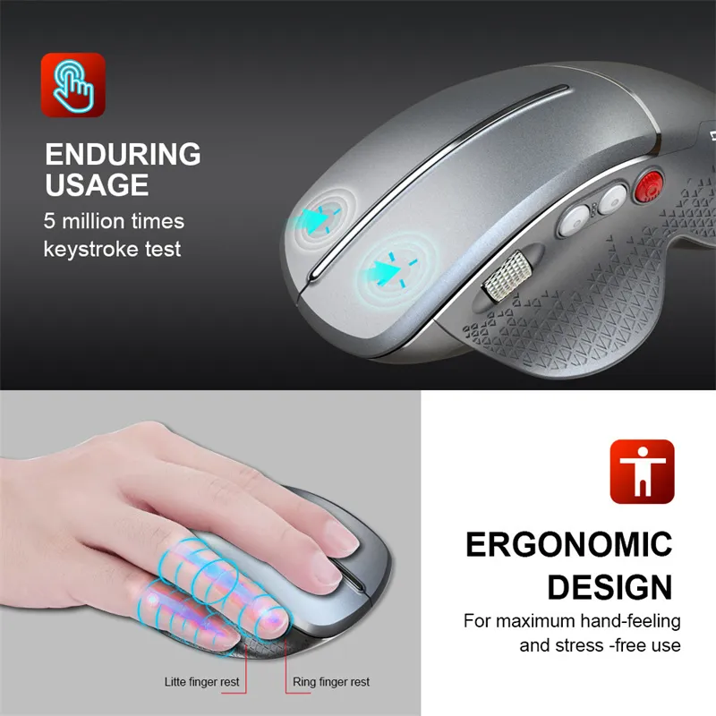 HXSJ T32 2.4G Wireless Vertical Gaming Mouse 1200-4800 DPI Aluminum Side Roller 6 Keys Ergonomic Design Anti Mouse Hand Gamer Mice for PC Laptop Computer HXSJ T32 2.4G Wireless Vertical Gaming Mouse 1200-4800 DPI Aluminum Side Roller 6 Keys Ergonomic Design Anti Mouse Hand Gamer Mice for PC Laptop Computer
