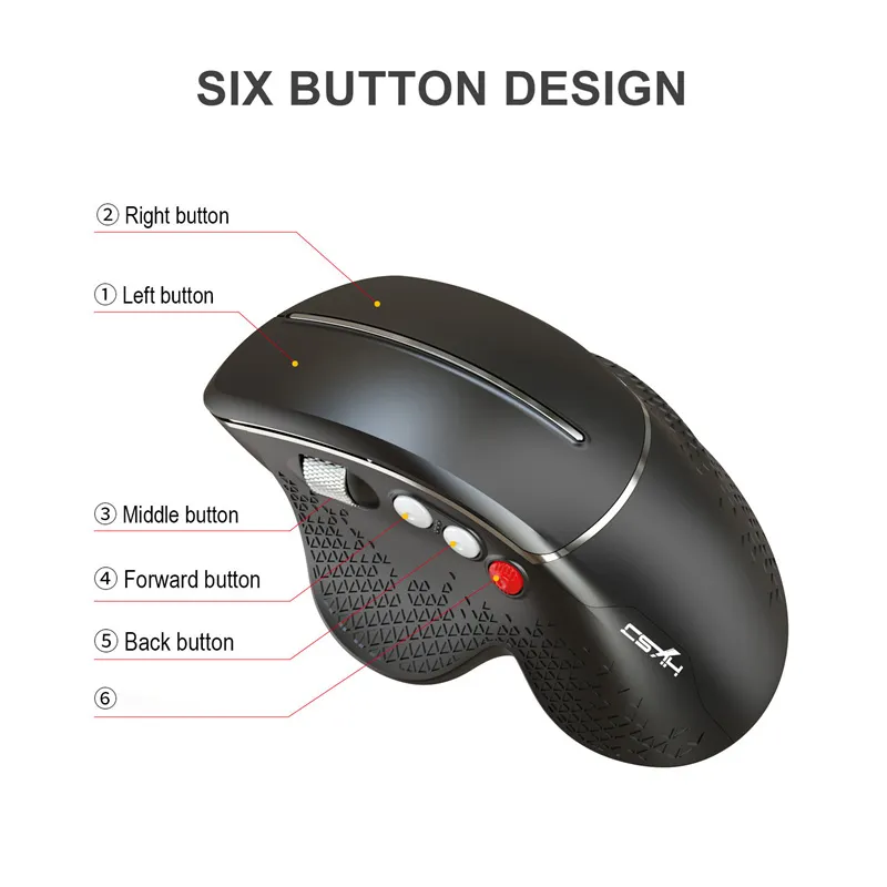HXSJ T32 2.4G Wireless Vertical Gaming Mouse 1200-4800 DPI Aluminum Side Roller 6 Keys Ergonomic Design Anti Mouse Hand Gamer Mice for PC Laptop Computer HXSJ T32 2.4G Wireless Vertical Gaming Mouse 1200-4800 DPI Aluminum Side Roller 6 Keys Ergonomic Design Anti Mouse Hand Gamer Mice for PC Laptop Computer