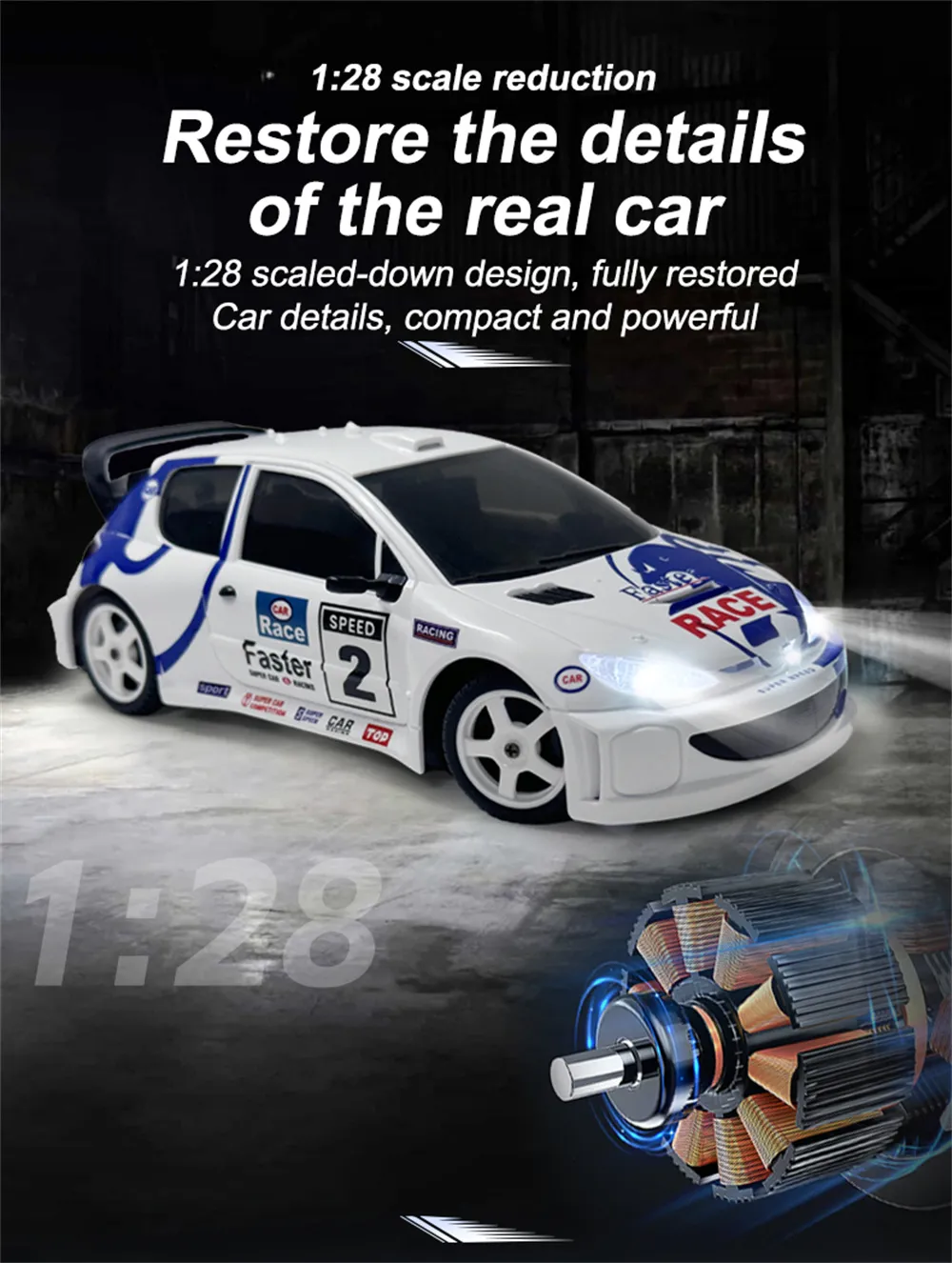 LDRC 2803 PRO RTR 1/28 2.4G RWD Drift RC Car Gyro LED Light On-Road Mini Full Proportional Racing Micro Classic Vehicles Models Toys