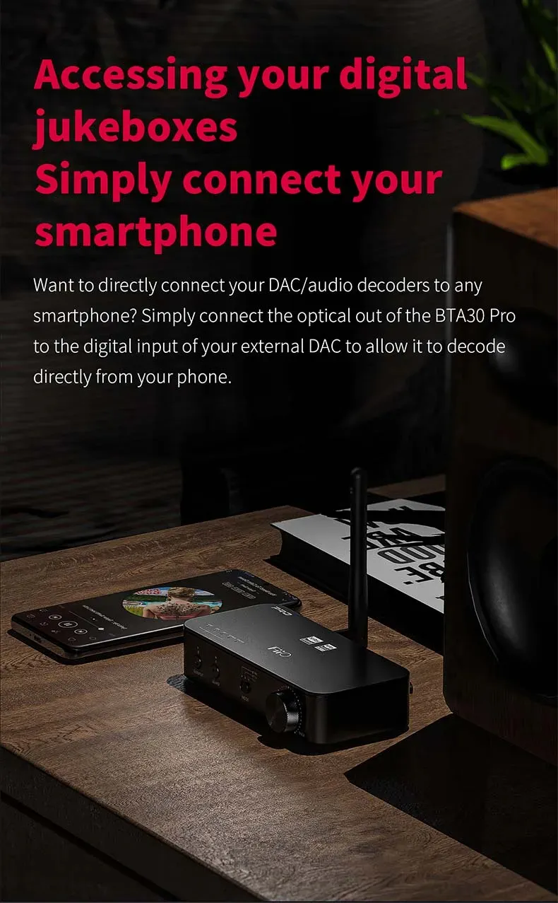 FiiO BTA30 Pro HiFi bluetooth Transceiver Receiver LDAC AptXs HD 384kHz 32bit DSD256 RX TX DAC 30M Range Transmitter Receiver Audio Adapter for PC TV Speaker Headphone