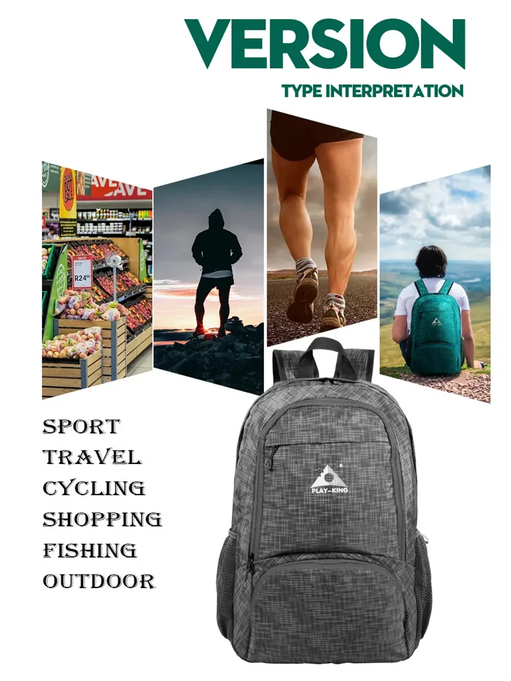 PLAYKING Lightweight Nylon Foldable Backpack Waterproof Outdoor Sport Camping Hiking Travel Folding Bags PLAYKING Lightweight Nylon Foldable Backpack Waterproof Outdoor Sport Camping Hiking Travel Folding Bags