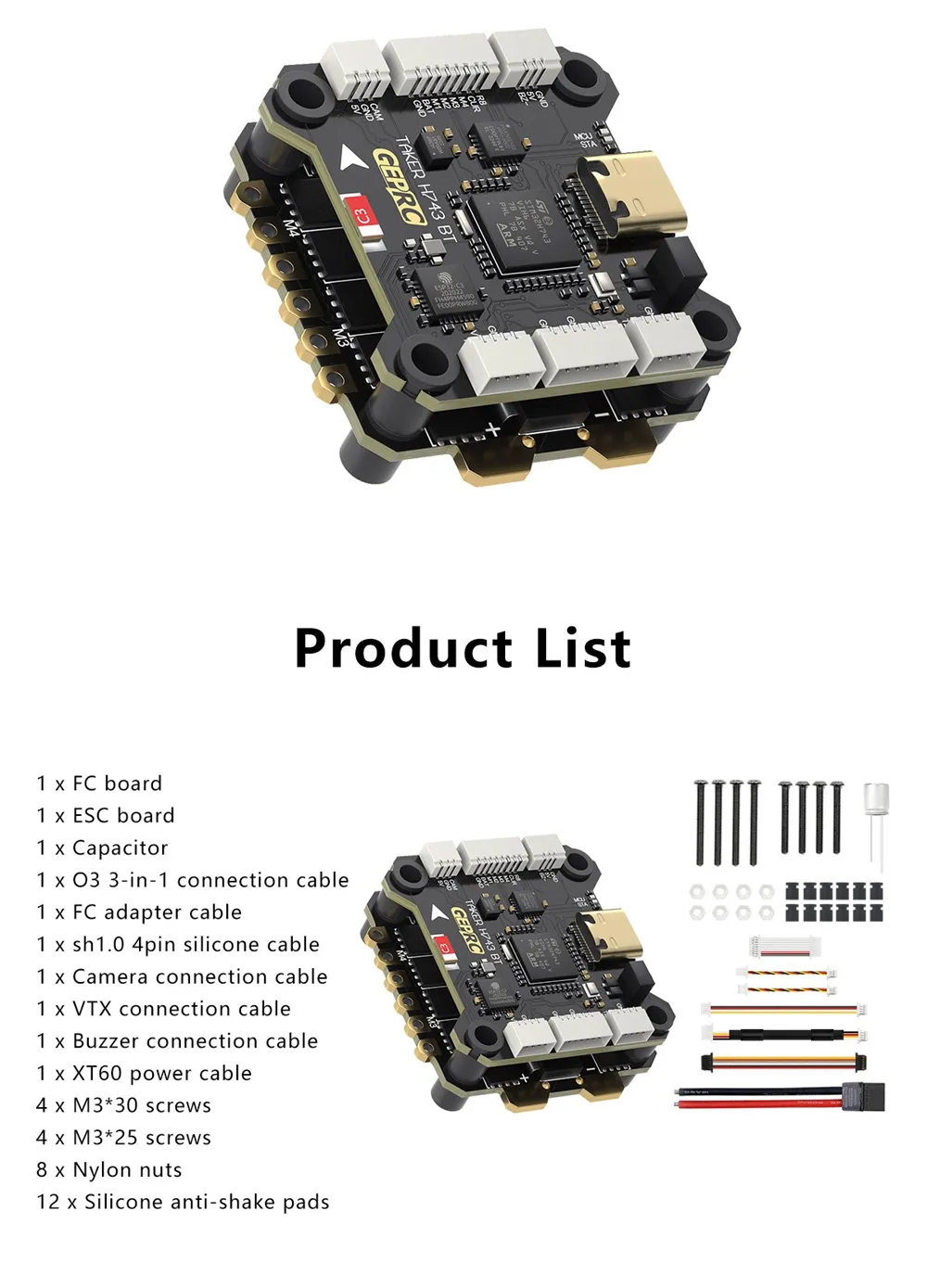 30.5×30.5mm GEPRC TAKER H743 BT Dual Gyro Flight Controller & 3-6S 50A 4in1 ESC 32Bit Stack for RC FPV Racing Drone 30.5×30.5mm GEPRC TAKER H743 BT Dual Gyro Flight Controller & 3-6S 50A 4in1 ESC 32Bit Stack for RC FPV Racing Drone