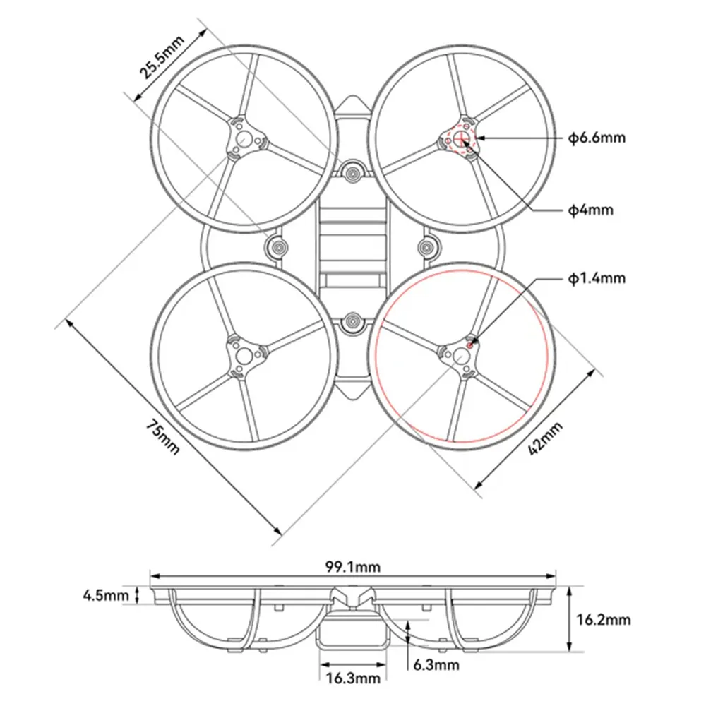 BETAFPV Air75 II 75mm 1S Brushless Whoop Frame Kit for RC Micro FPV Racing Drone BETAFPV Air75 II 75mm 1S Brushless Whoop Frame Kit for RC Micro FPV Racing Drone