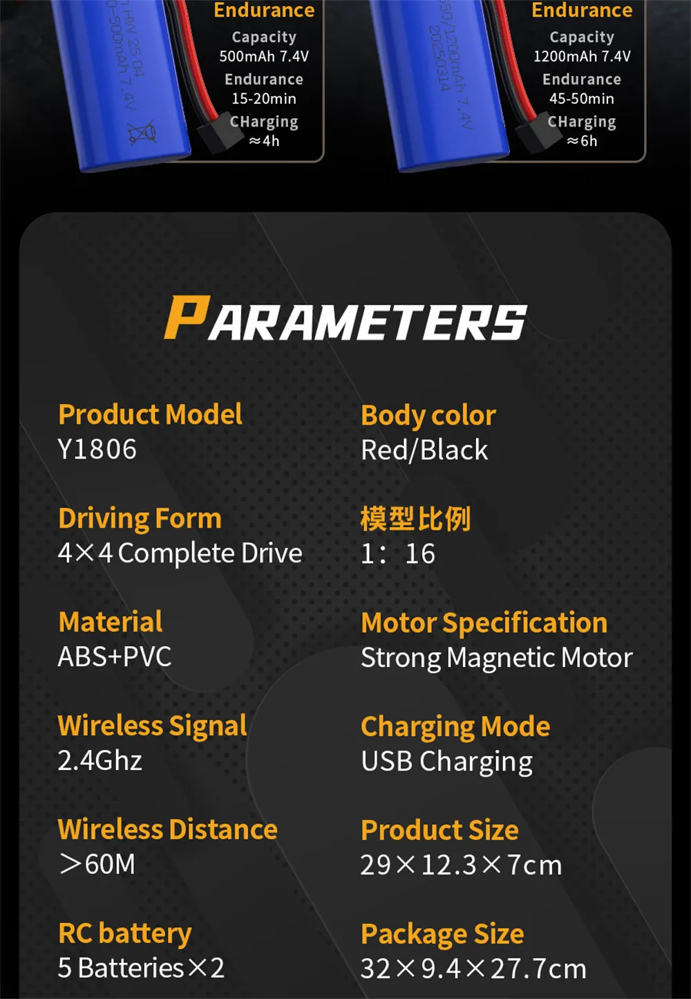 HW Y1806 RTR 1/16 2.4G 4WD Drift RC Car High Speed Racer LED Light Radio Control On-Road Racing Vehicle Model Boys Gifts Toys