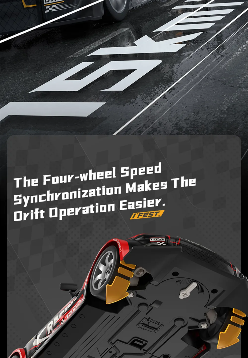 HW Y1806 RTR 1/16 2.4G 4WD Drift RC Car High Speed Racer LED Light Radio Control On-Road Racing Vehicle Model Boys Gifts Toys