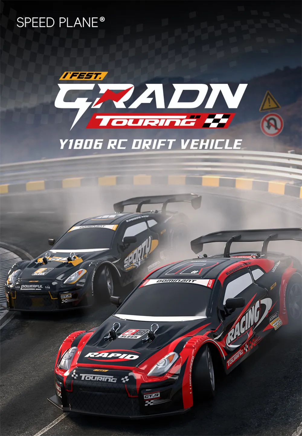 HW Y1806 RTR 1/16 2.4G 4WD Drift RC Car High Speed Racer LED Light Radio Control On-Road Racing Vehicle Model Boys Gifts Toys