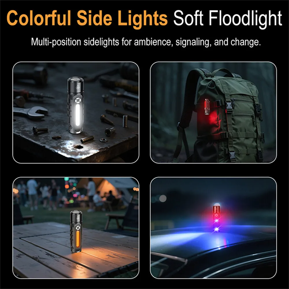 LED Mini Waterproof USB-C Rechargeable Flashlight with Clip & Magnetic Metal Conveniently Flashlight Suitable for Hiking Camping