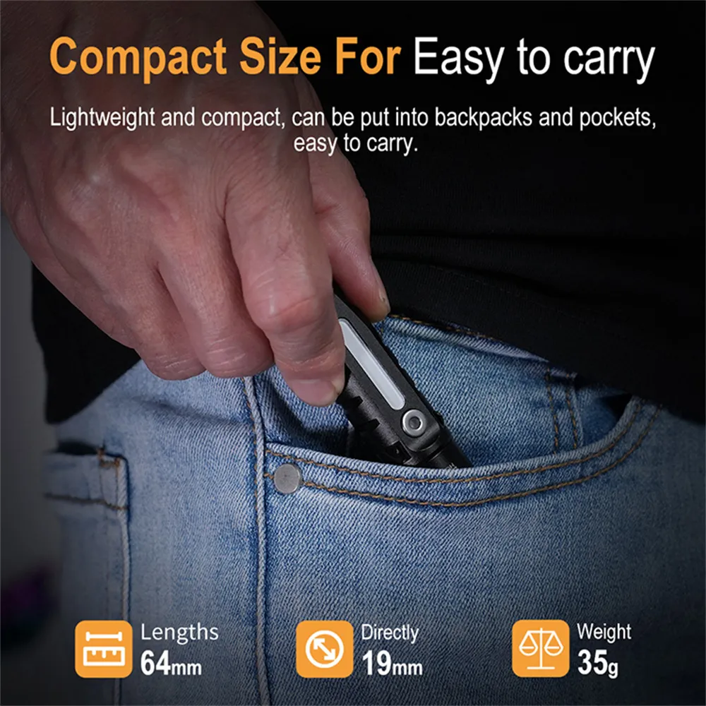 LED Mini Waterproof USB-C Rechargeable Flashlight with Clip & Magnetic Metal Conveniently Flashlight Suitable for Hiking Camping