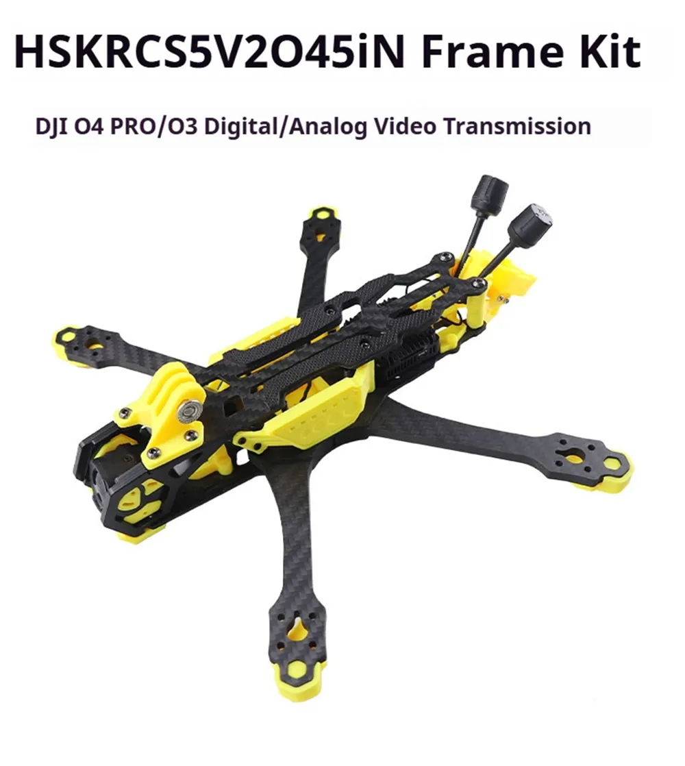 HSKRC S5 V2 227mm Wheelbase 5 Inch Carbon Fiber Frame Kit Compatible with DJI O4 / DJI O3 / Analog DIY RC FPV Racing Drones