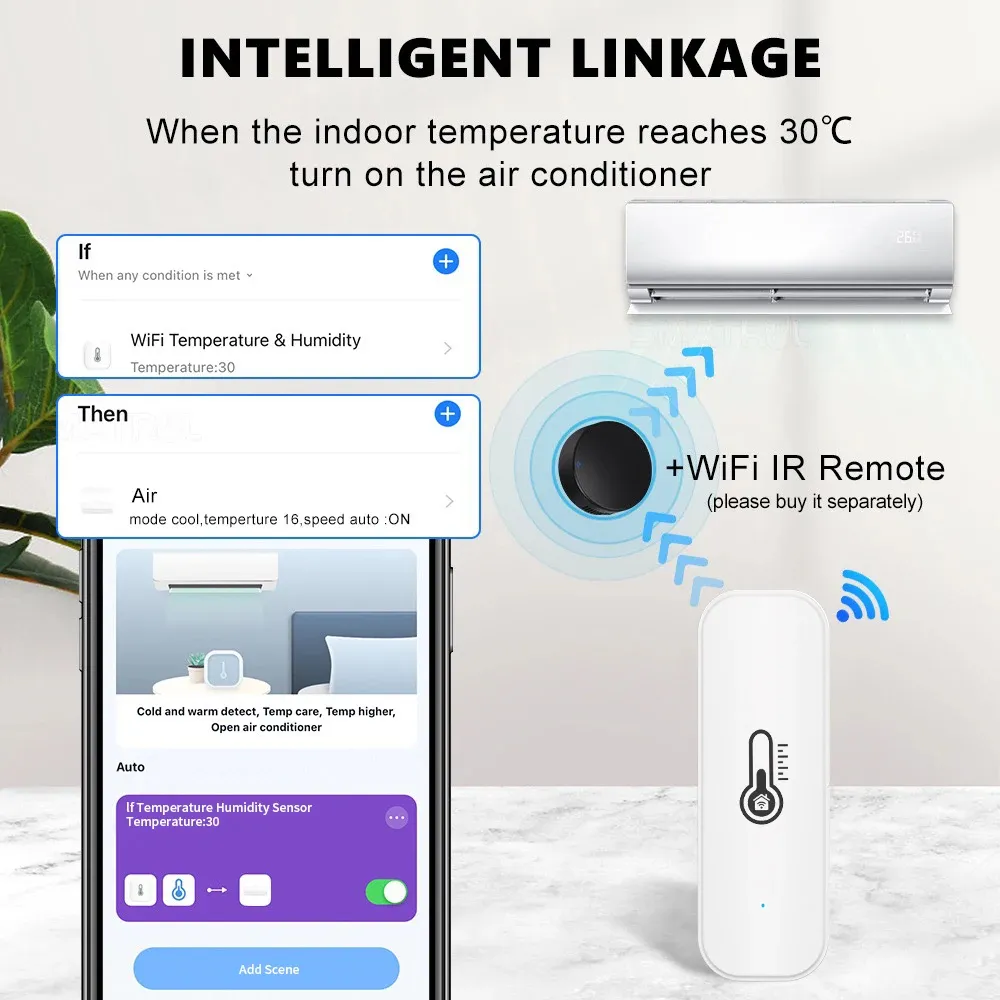 Tuya WiFi Indoor Smart Temperature Humidity Sensor Hygrometer Battery Powered APP Monitoring For Alexa Google Home Voice Tuya WiFi Indoor Smart Temperature Humidity Sensor Hygrometer Battery Powered APP Monitoring For Alexa Google Home Voice