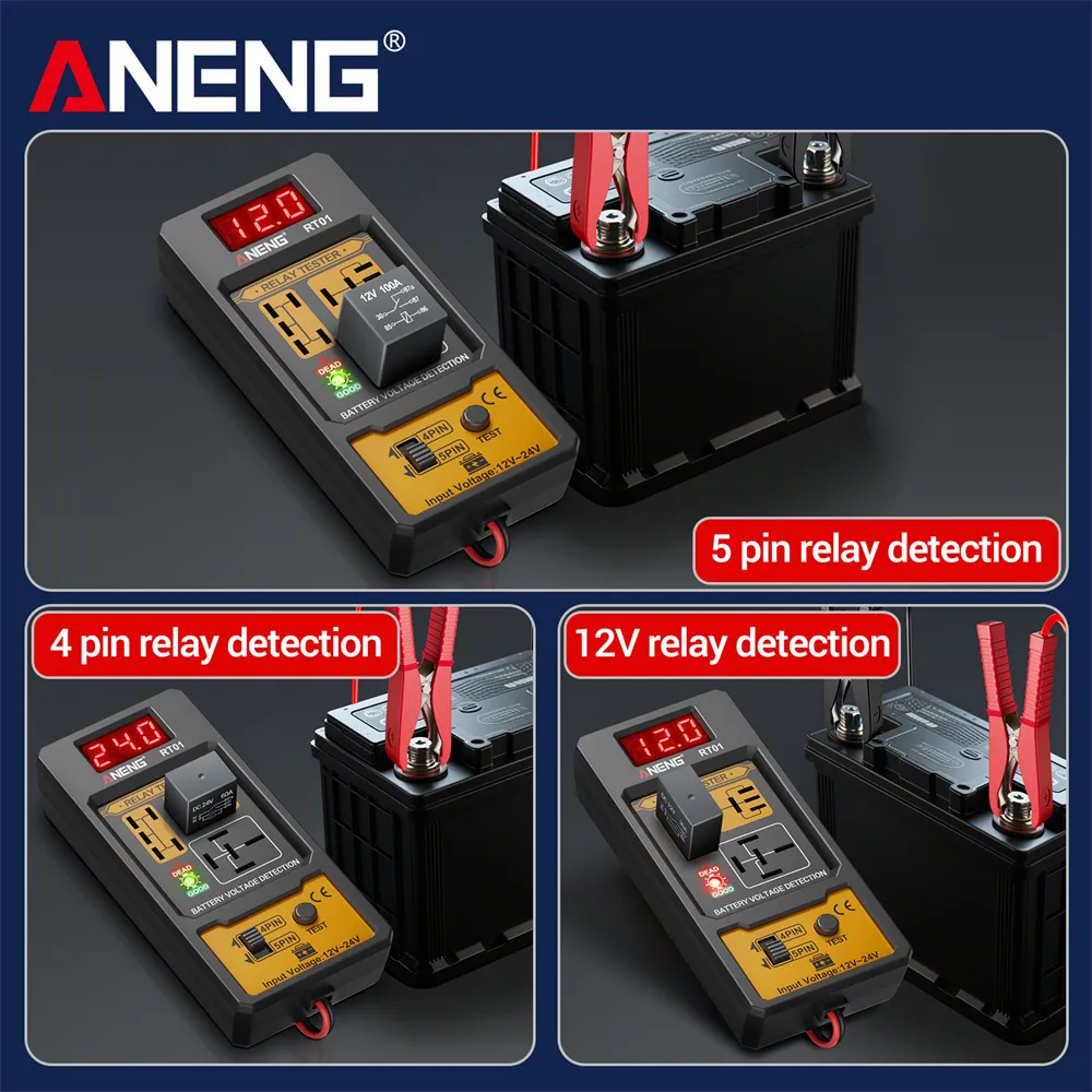 ANENG RT01 Automotive Relay Tester Digital Voltage Relay Detecter 4-Pin 5-Pin Relay Display 12V 24V Battery Diagnostic Tool ANENG RT01 Automotive Relay Tester Digital Voltage Relay Detecter 4-Pin 5-Pin Relay Display 12V 24V Battery Diagnostic Tool