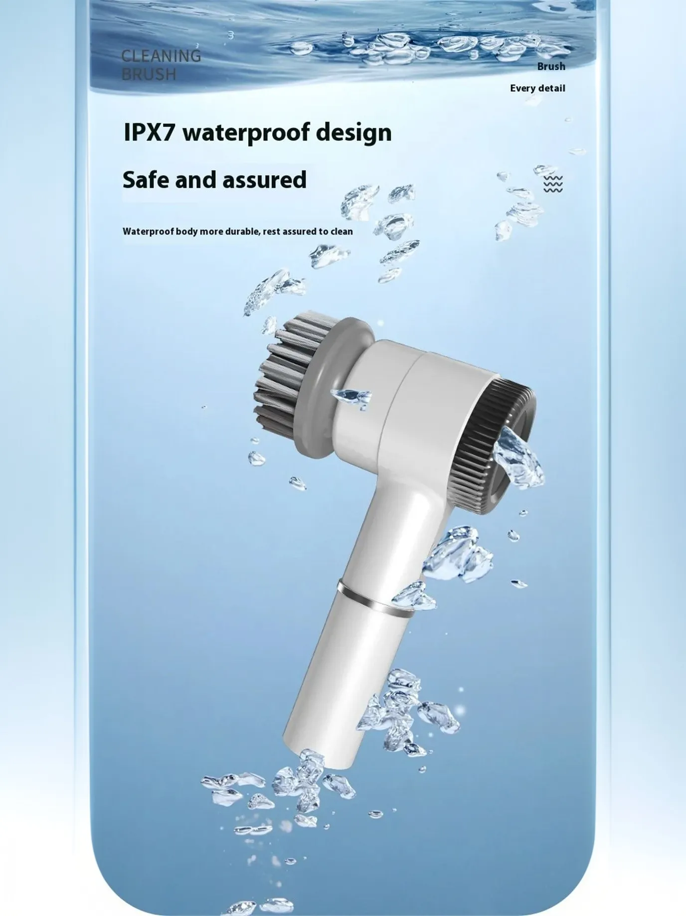 Wireless Electric Scrubber Brush for Kitchen Sink and Pots IPX7 Waterproof Cleaning Tool