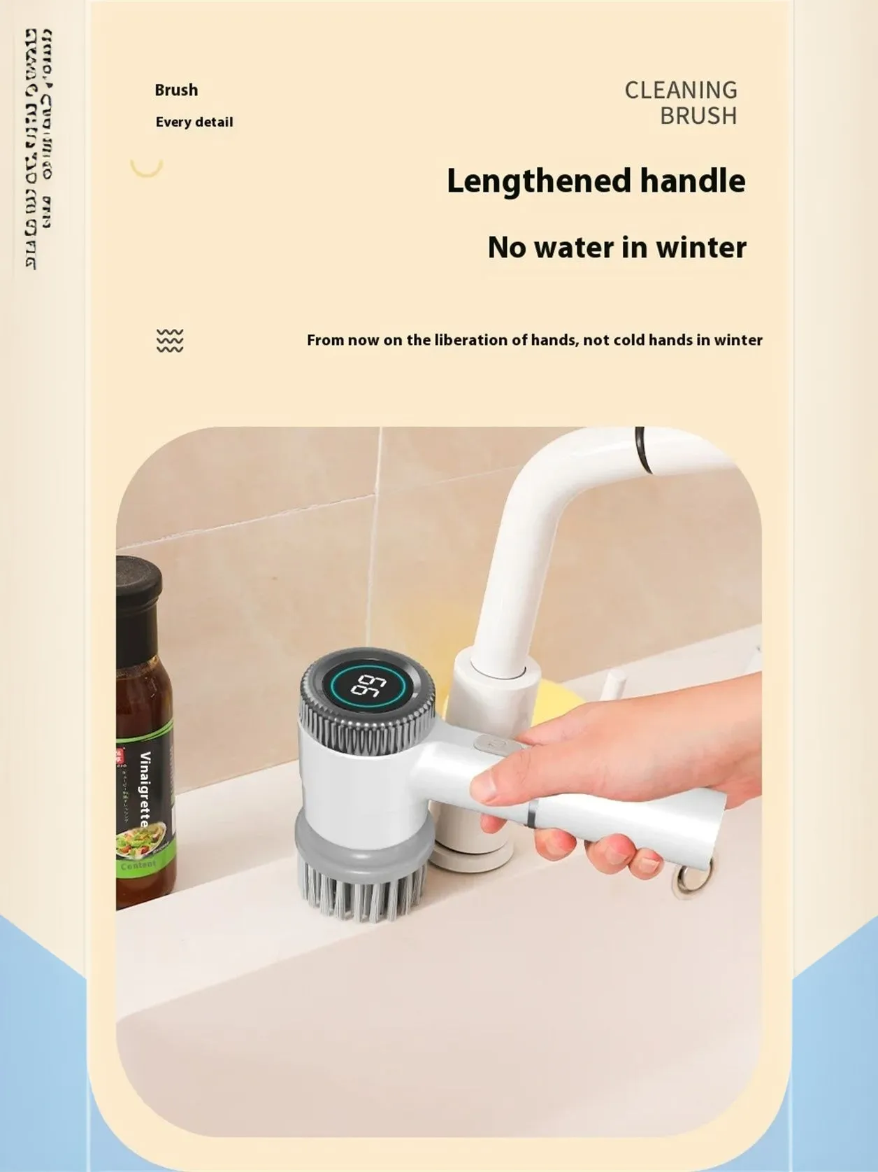 Wireless Electric Scrubber Brush for Kitchen Sink and Pots IPX7 Waterproof Cleaning Tool