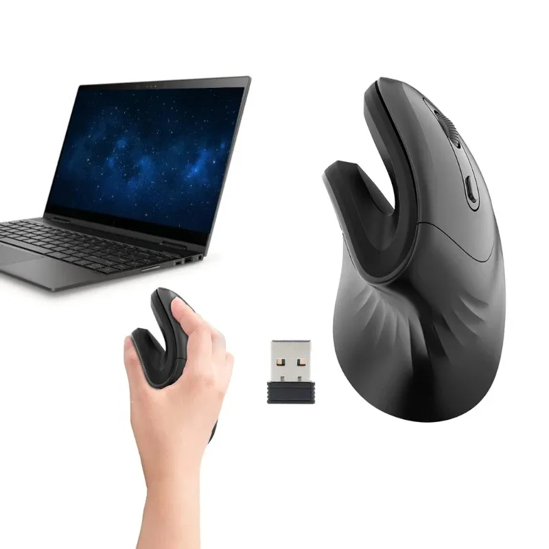 T27 Vertical Wireless Mouse Rechargeable Silent Click 1200-3200 DPI Ergonomic USB 2.4G Optical Mouse 400mAh Battery Mice Plug and Play